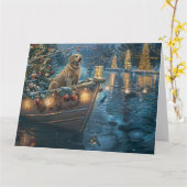 Labrador Weihnachtsreise Karte (Gelbe Blume)