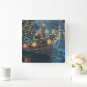 Labrador Weihnachtsreise Quadratische Wanduhr (Zuhause)