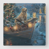 Labrador Weihnachtsreise Quadratische Wanduhr (Vorderseite)