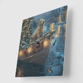 Labrador Weihnachtsreise Quadratische Wanduhr (Winkel)