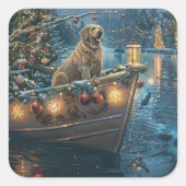 Labrador Weihnachtsreise Quadratischer Aufkleber (Vorderseite)
