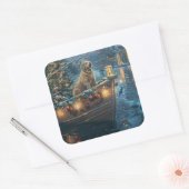 Labrador Weihnachtsreise Quadratischer Aufkleber (Umschlag)