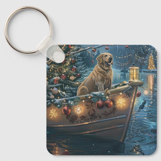 Labrador Weihnachtsreise Schlüsselanhänger (Vorderseite)