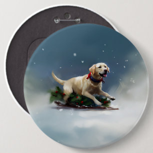 Labrador Weihnachtsschnee Winter Button