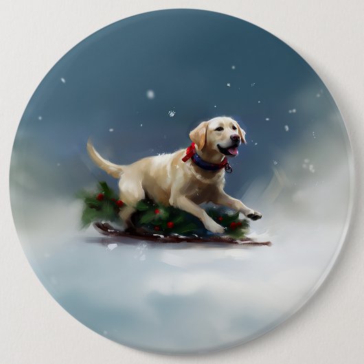Labrador Weihnachtsschnee Winter Button (Vorderseite)