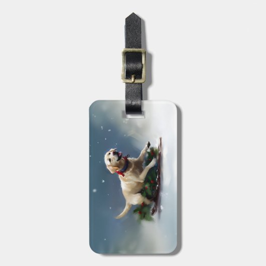 Labrador Weihnachtsschnee Winter Gepäckanhänger (Vorderseite vertikal)
