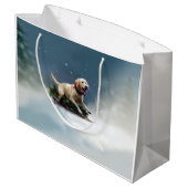 Labrador Weihnachtsschnee Winter Große Geschenktüte (Rückseite Schrägansicht)