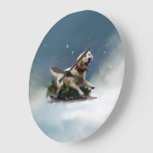 Labrador Weihnachtsschnee Winter Große Wanduhr (Winkel)