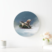 Labrador Weihnachtsschnee Winter Große Wanduhr (Zuhause)