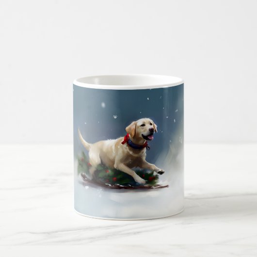 Labrador Weihnachtsschnee Winter Kaffeetasse (Mittel)