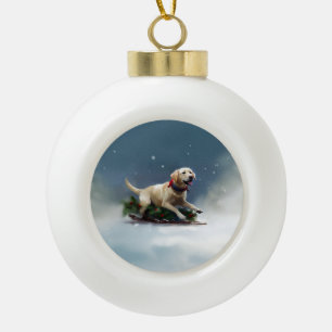 Labrador Weihnachtsschnee Winter Keramik Kugel-Ornament