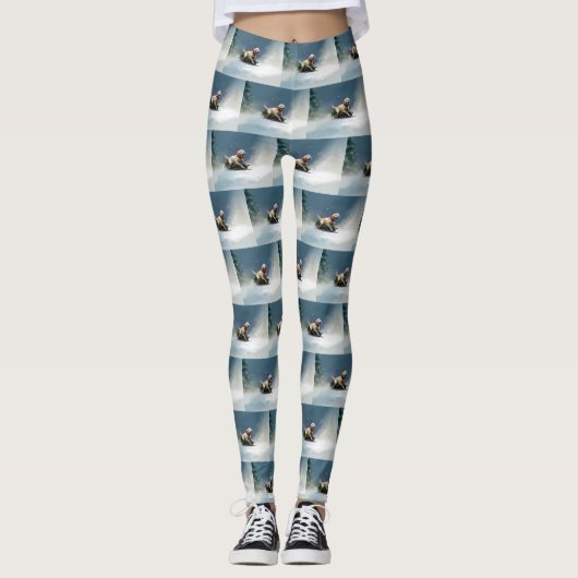 Labrador Weihnachtsschnee Winter Leggings (Vorderseite)