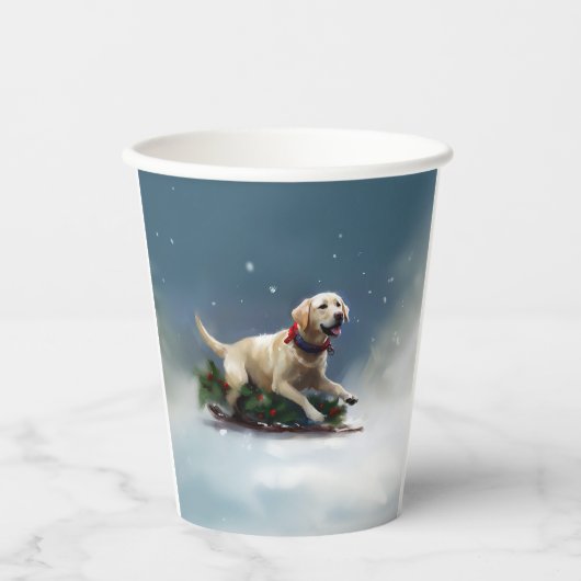 Labrador Weihnachtsschnee Winter Pappbecher (Vorderseite)