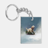 Labrador Weihnachtsschnee Winter Schlüsselanhänger (Vorderseite links)