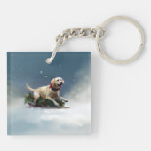Labrador Weihnachtsschnee Winter Schlüsselanhänger (Rückseite)