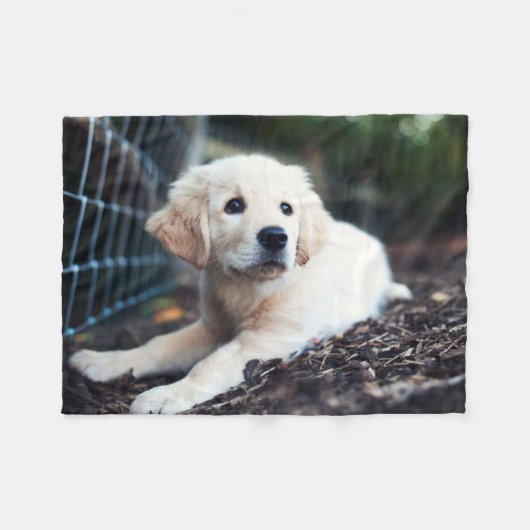 Labrador-Welpe, der im Garten spielt Fleecedecke (Vorderseite (Horizontal))