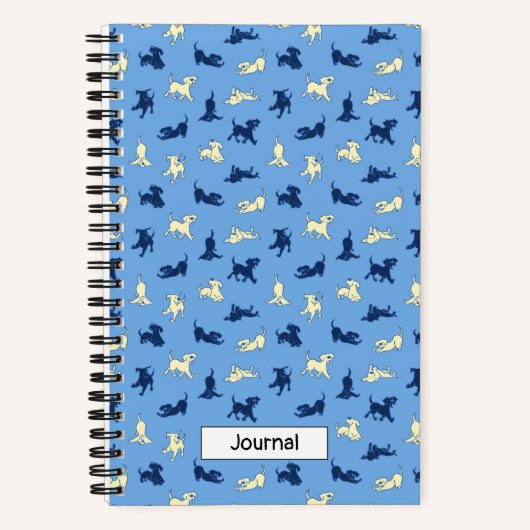 Labrador Welpen auf Blue Small Custom Spiral Noteb Notizblock (Vorderseite)
