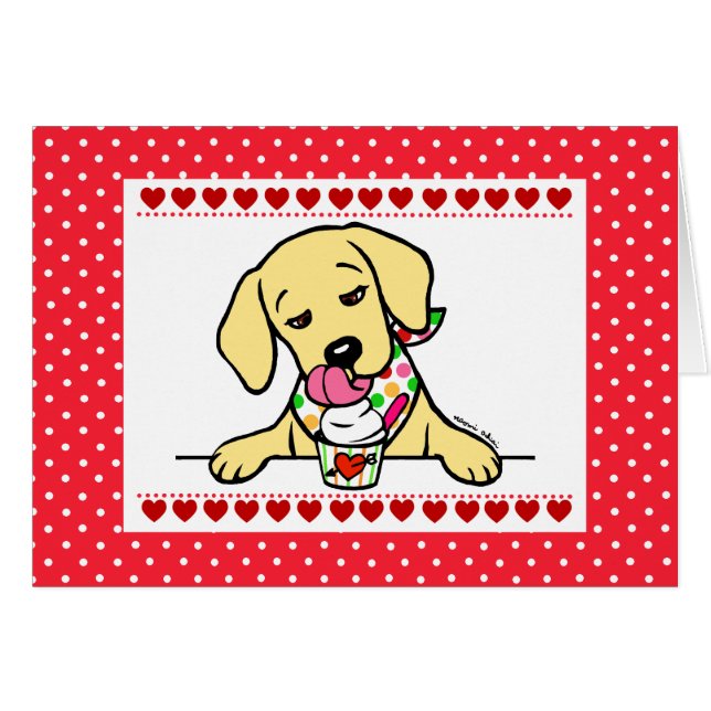 Labrador-Welpen-Eiscreme-Cartoon (Vorderseite (Horizontal))