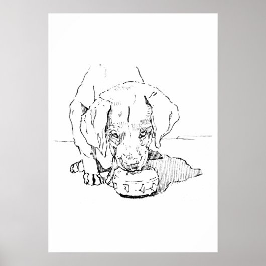 Labrador-Welpen-Kunst, Minimalistische Zeichnung Poster (Vorne)