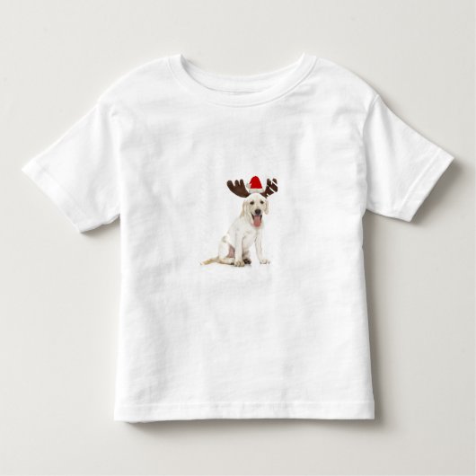 Labrador-Welpen-tragende Geweihe Kleinkind T-shirt (Vorderseite)