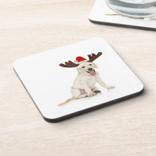 Labrador-Welpen-tragende Geweihe Untersetzer (Linke Seite)