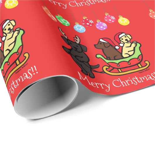 Labrador-Welpen und Pferdeschlitten-Packpapier Geschenkpapier (Rolleneckpunkt)