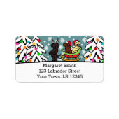 Labrador Welpen und Sleigh Christmas Labels Adressaufkleber (Vorne)