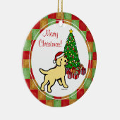 Labrador-Welpen-und Weihnachtsbaum Keramik Ornament (Rechts)