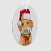 Labrador Welpenhund in Gesichtsmaske 2021 Ornament (Vorderseite)