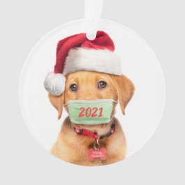 Labrador Welpenhund in Gesichtsmaske 2021 Ornament