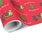 Labrador Welppies und Sleigh Weihnachten Rote Weih Geschenkpapier (Rolleneckpunkt)