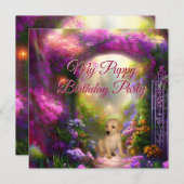 Labrador Welppy Birthday Party Secret Garden Einladung (Vorne/Hinten)
