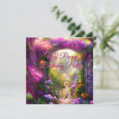 Labrador Welppy Birthday Party Secret Garden Einladung (Stehend Vorderseite)
