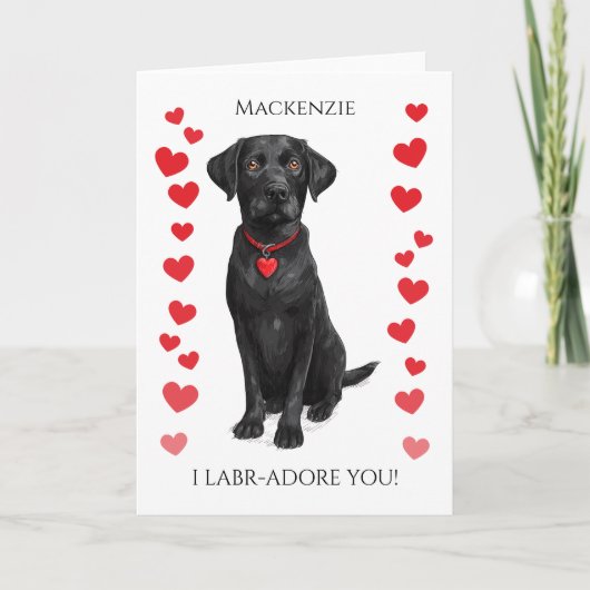  Labrador With Love Heart Adore You Personalized Karte (Vorderseite)