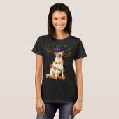 Labrador Wizard Hat Tree Lights Pumpkin Party Hall T-Shirt (Vorne ganz)