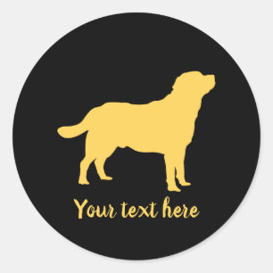 Labrador Yellow Stehend Labrador Silhouette & Text Runder Aufkleber