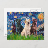 Labradoren (3) - Sternennacht Postkarte (Vorne/Hinten)