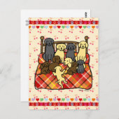 Labradoren auf der King Size Bed Postkarte (Vorne/Hinten)