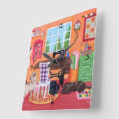 Labradoren in der Nähraummalerei der Mama Quadratische Wanduhr (Winkel)