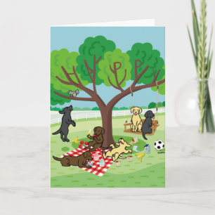 Labradoren und Happy Tree Card Karte