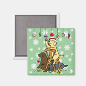 Labradoren und Weihnachtsschmuck Cartoon Magnet (Vorderseite/Rückseite)