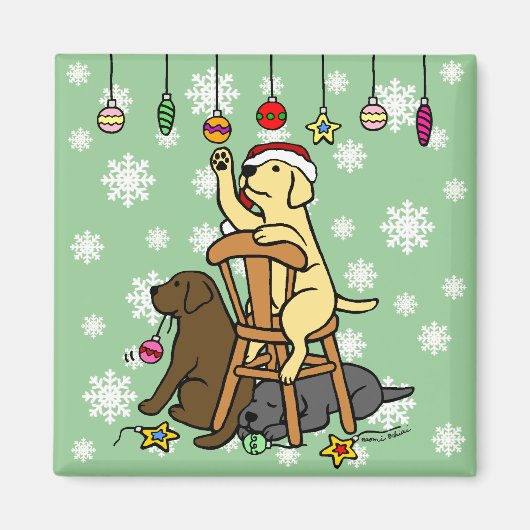 Labradoren und Weihnachtsschmuck Cartoon Magnet (Vorne)