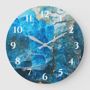 Labradorit-Edelsteine Blaue Zahlen Große Wanduhr