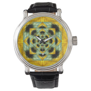 Labradoritedelstein-Fraktal Design Armbanduhr