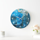 Labradoritgemische blaue Zahlen Große Wanduhr (Zuhause)
