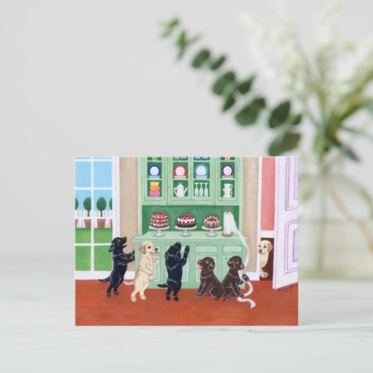 Labradorpuppen Postkarte (Stehend Vorderseite)