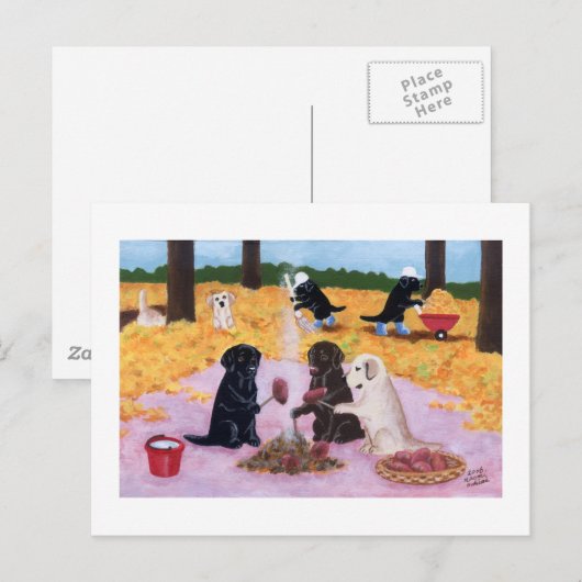 Labradors Herbstspass Postkarte (Vorne/Hinten)