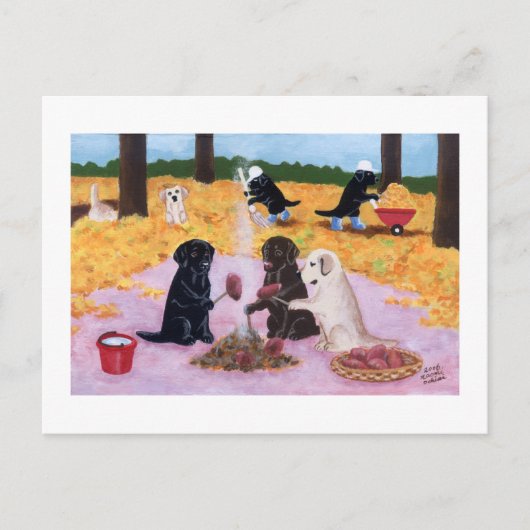 Labradors Herbstspass Postkarte (Vorderseite)
