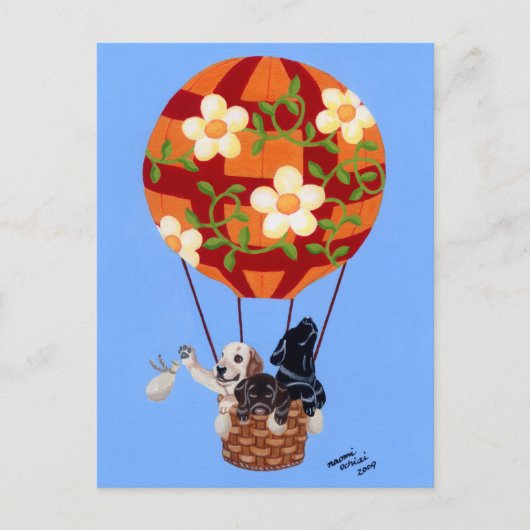Labradors & Hot Air Balloon Painting Postkarte (Vorderseite)