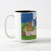 Labradors in der Garten-Malerei Zweifarbige Tasse (Links)